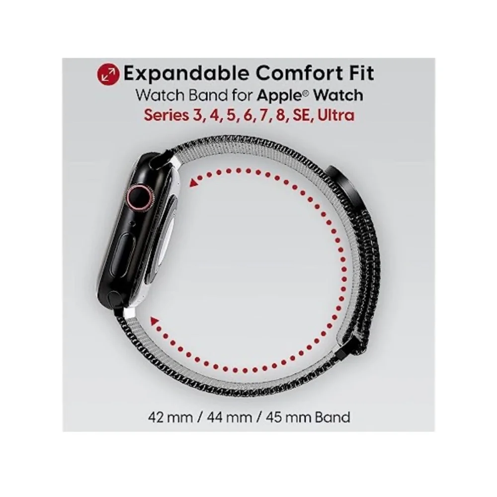 TALK WORKS Stainless Steel Mesh Loop Watch Band for Apple Watch Magnetic Closure